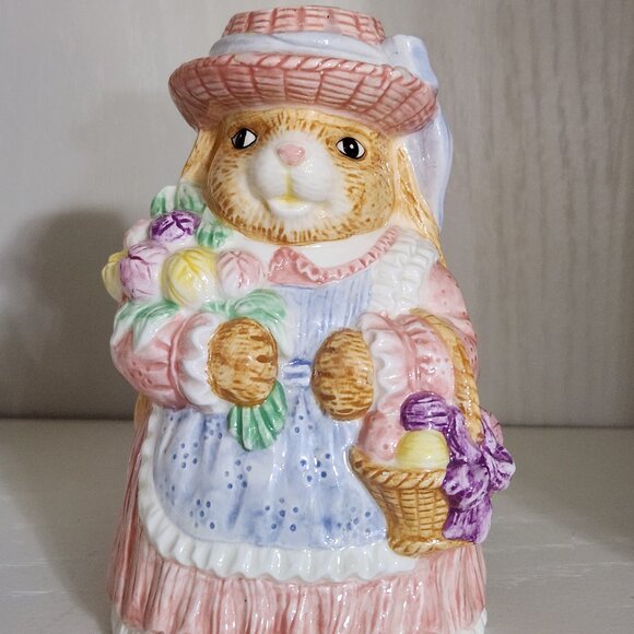 Pair of Pastel Colored Ceramic Bunny Candle Holders - Picture 2 of 10